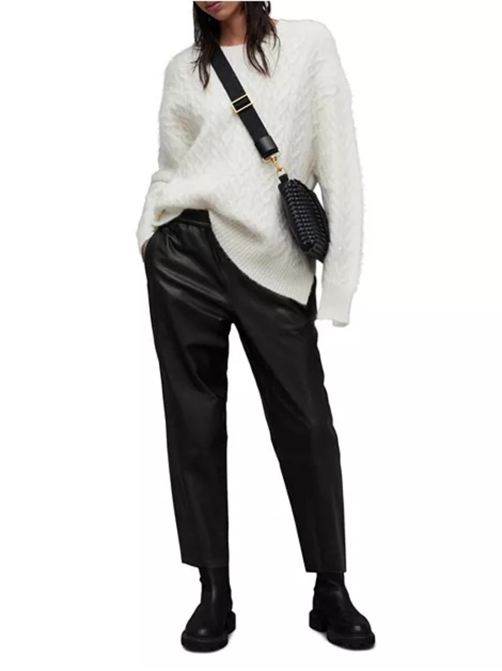 ALLSAINTS Jen Black Leather Joggers US Size 8